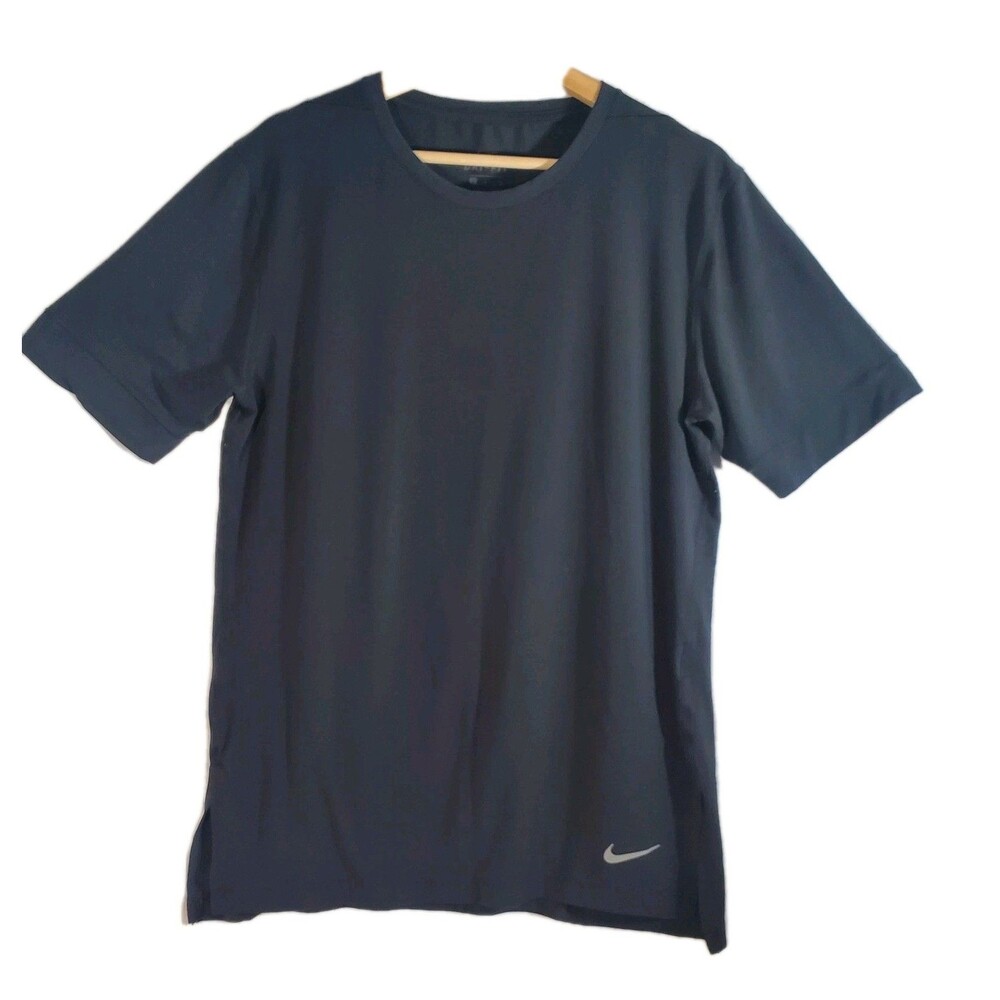Womens Nike Tee Dri-Fit Short Sleeve Athletic‎ Workout Gym Shirt Black Large